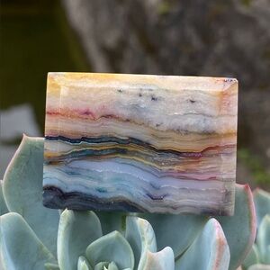 Multicolored Lace Agate Stone Rectangle